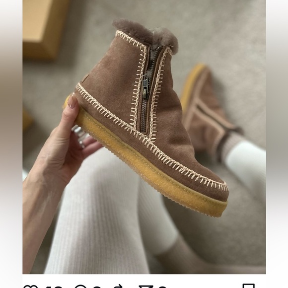 Free people NWT Laidback London Shearling setsu Camel suede Ankle Boot Best❤️🌈 - Picture 12 of 12
